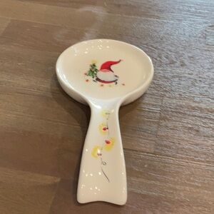 Festive Ceramic Spoon Rest with Gnome Design